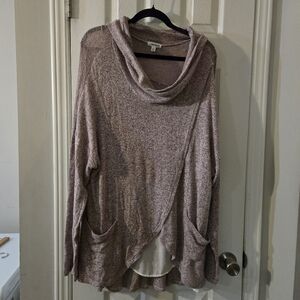 Eyeshadow Pink Cowl Neck Top 2X